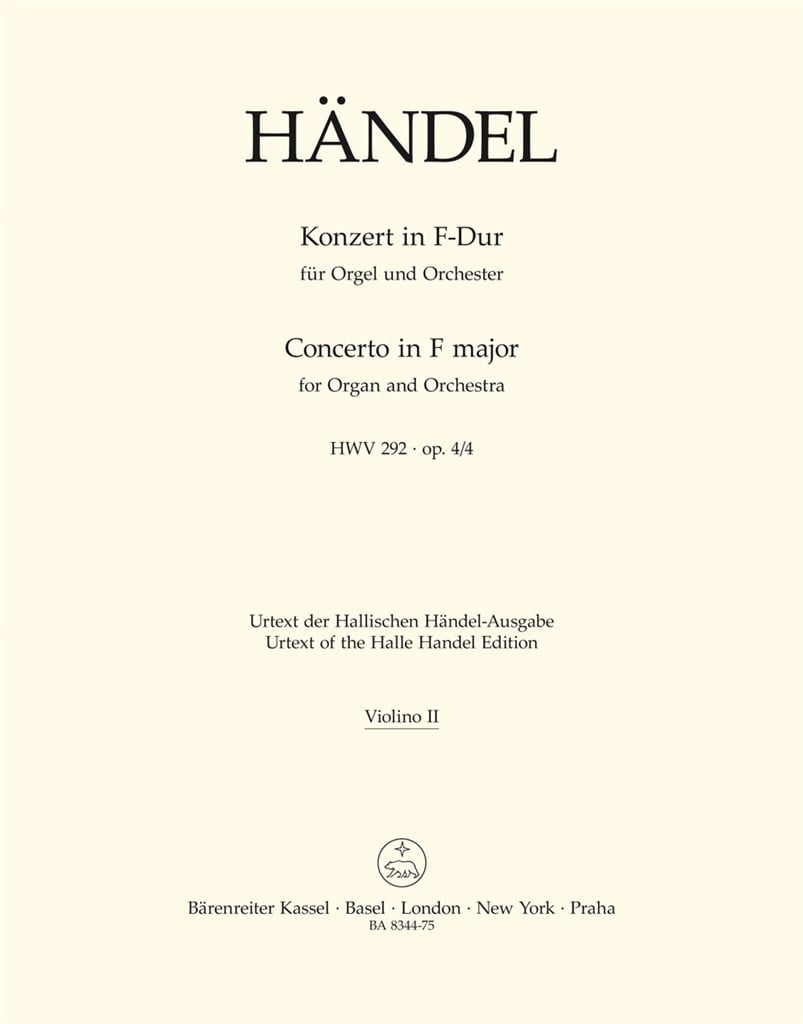 Concerto for Organ in F Major Op.4/4 (HWV 292)
